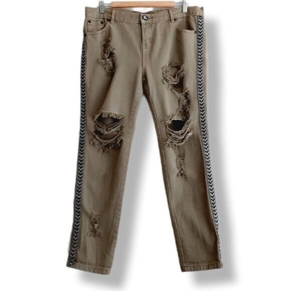 One Teaspoon Olive Distressed Jeans - Picture 2 of 16